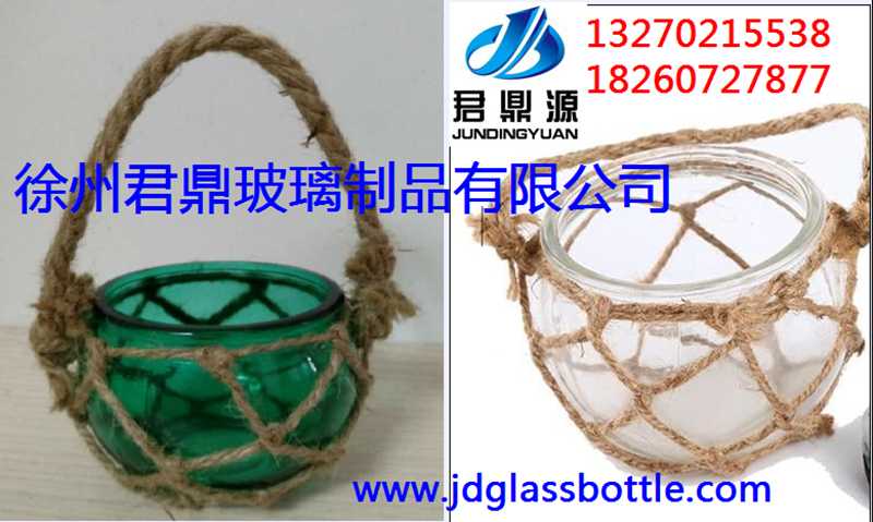 手工麻繩網兜提手JD-Y818-玻璃瓶生產廠家